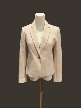 Ann Taylor Cream Textured Single-Button Blazer
